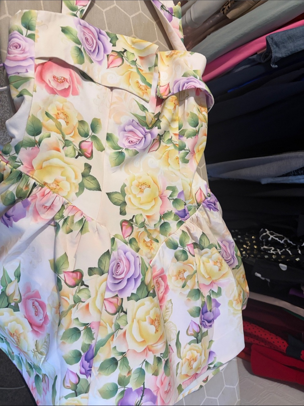 Backless Floral Sundress in White with Pastel Roses